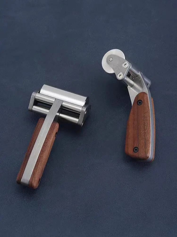 Leather Roller Heavy 304 Stainless Steel with Black Walnut Handle DIY Handm Leathercraft Tools