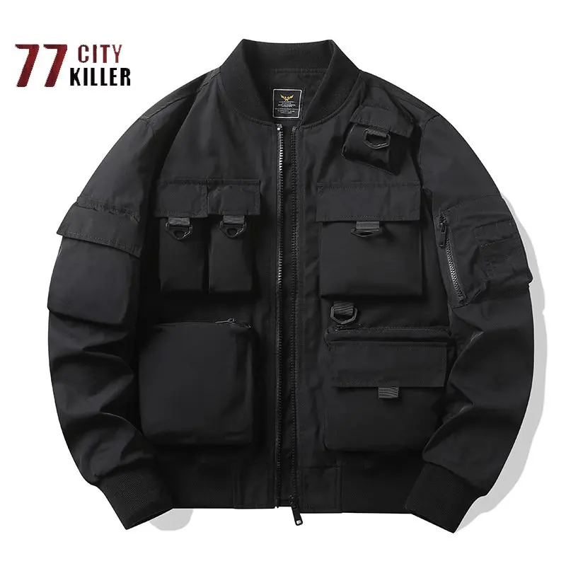 Men's Retro Multi Pocket Pilot Baseball Suit Casual Fashion Loose Jackets Men's Outdoor Sports Military Tactics Jacket  Jaquetas