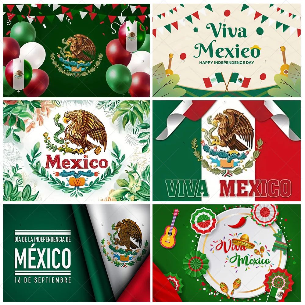 

Mexican Independence Day Photography Backdrop Supplies Eagle Snake Viva Mexican Fiesta Background Party Decor Photo Shoot Prop