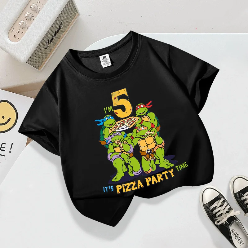 Teenage Mutant Ninja Turtles Tshirt Birthday Number 1 10 Th Outfit Fashion Cotton T-shirt Boy Anime Cartoon Summer Tee Top Gift