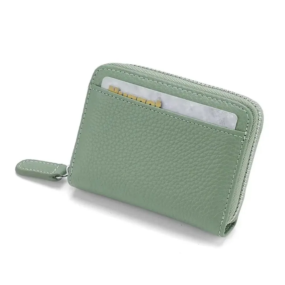 Top Layer Cow Leather Card Holder Genuine Leather RFID Protection Anti-Theft Wallet Anti-Theft Technology Short Wallet Women Men