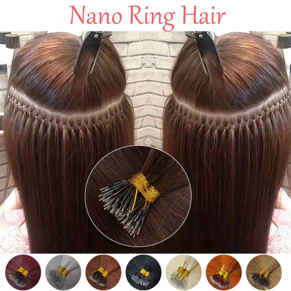 Nano Bead Extensies van echt haar Nano Ringen Haarextensies Nano-Bond Hair Extensions Nano Tip Extensions Zijdeachtig Recht