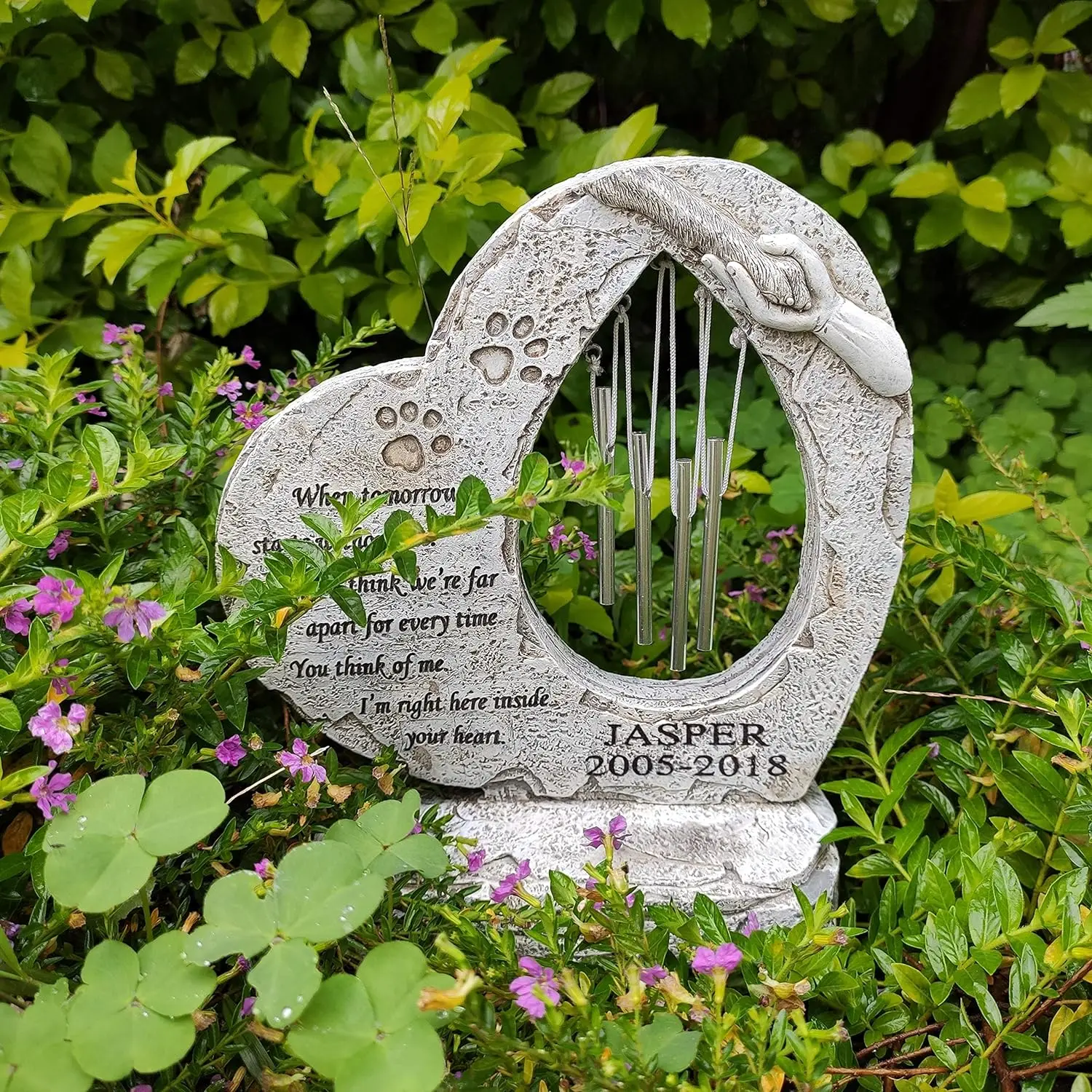 

Personalized Pet Memorial Stone by Waterproof Resin, Large Paw Print Customized Pet Stone Markers, Garden Stepping Stone