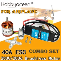 Hobbyocean – moteur sans balais RC D2830 2830 2836, 750KV, 850KV, 1100KV, 1500KV, 40A ESC, pour avions RC, multi-coptères