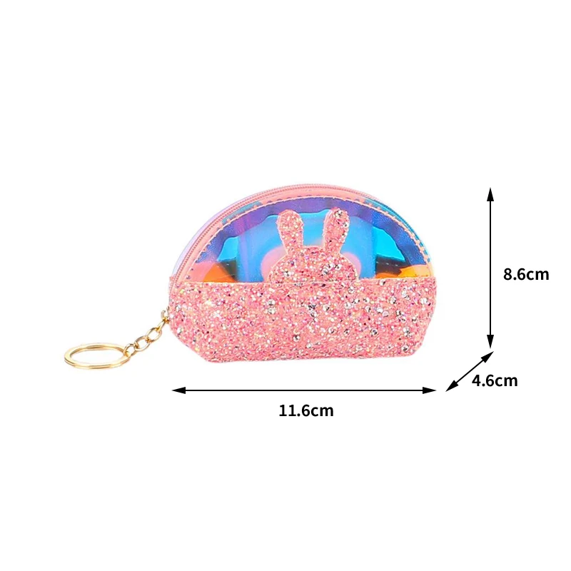 Children's Coin Purse Cute little bunny Laser Transparent Jelly Coin Purse Portable Mini Key Holder Cartoon Coin Purse Pendant