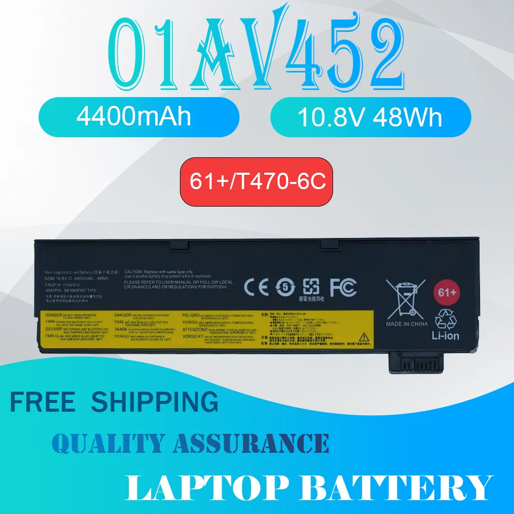 Batterie d'ordinateur portable 61/61 +/61 + 24/48/72wh, pour Lenovo ThinkPad T470 T480 T570 T580 P51S P52S 01AV427 01AV428 01AV423 01av452