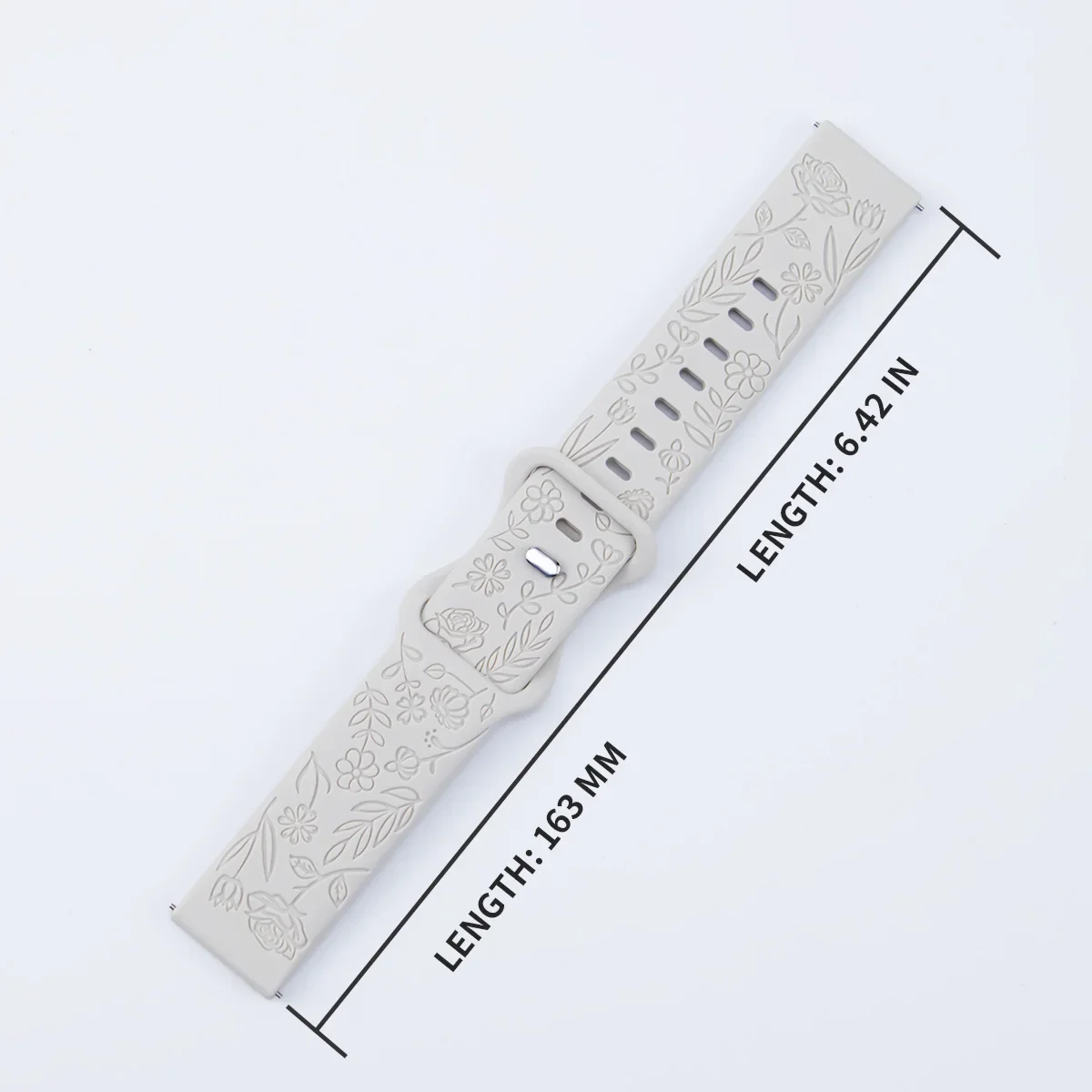 20mm 22mm Floral Engraved Band for Samsung Galaxy Watch 6/5/4 40mm 44mm/Huawei GT 4 Pro Silicone Sport Strap 5 Pro 45mm Active 2