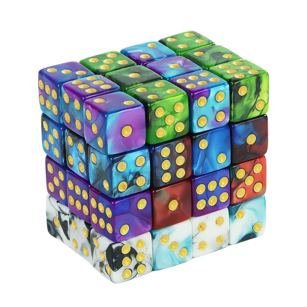 Mini D6 Dice 12mm Double Color 6-sided Square Corner with Standard Dots Dice for Club Party DIY Board Game Supplies