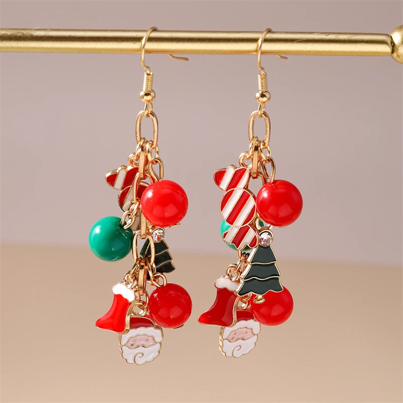 

Fashion Christmas Santa Claus Tree Drop Earrings for Women Girls Party Festival New Year Jewelry Gifts