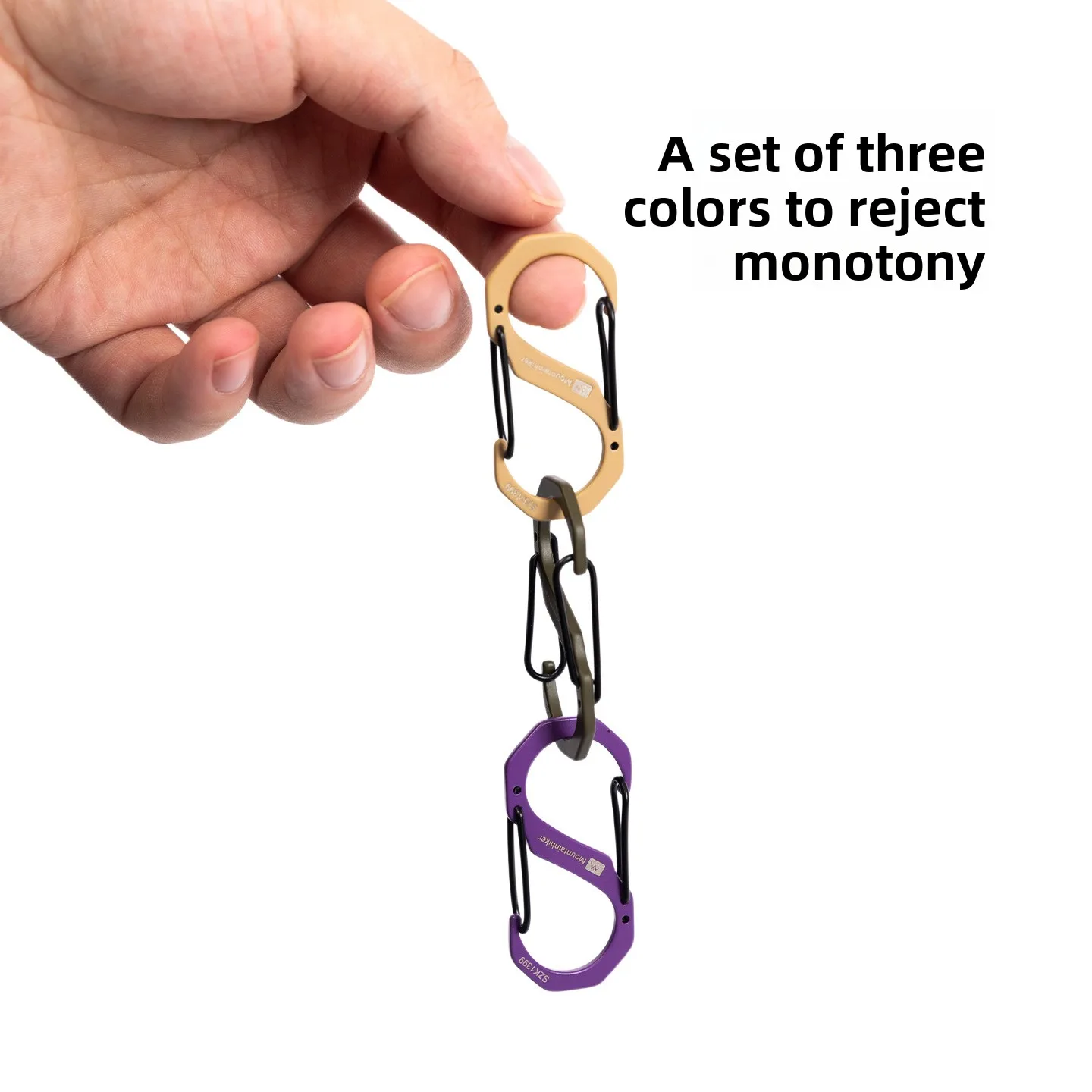 MOUNTAINHIKER 3-in-1 Outdoor Camping Lanyard with Telescopic Wire Rope Buckle Quick Hanging Portable Keychain for Mountaineering