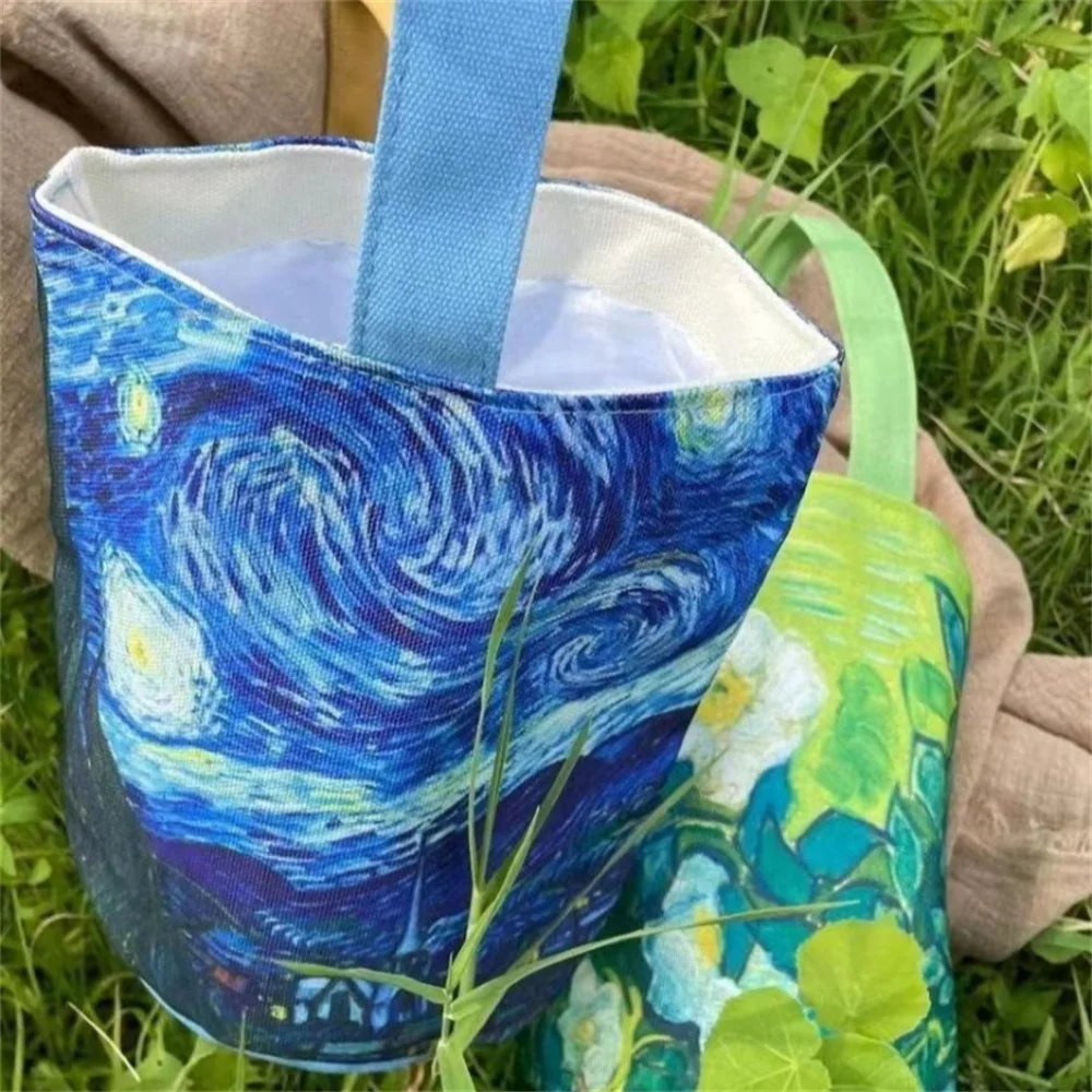 Van Gogh Painting Series Canvas Bag Bucket Bag Mommy Bag Flower Coffee Holder Handbag Lightweight Shoulder Bag Tote Bag
