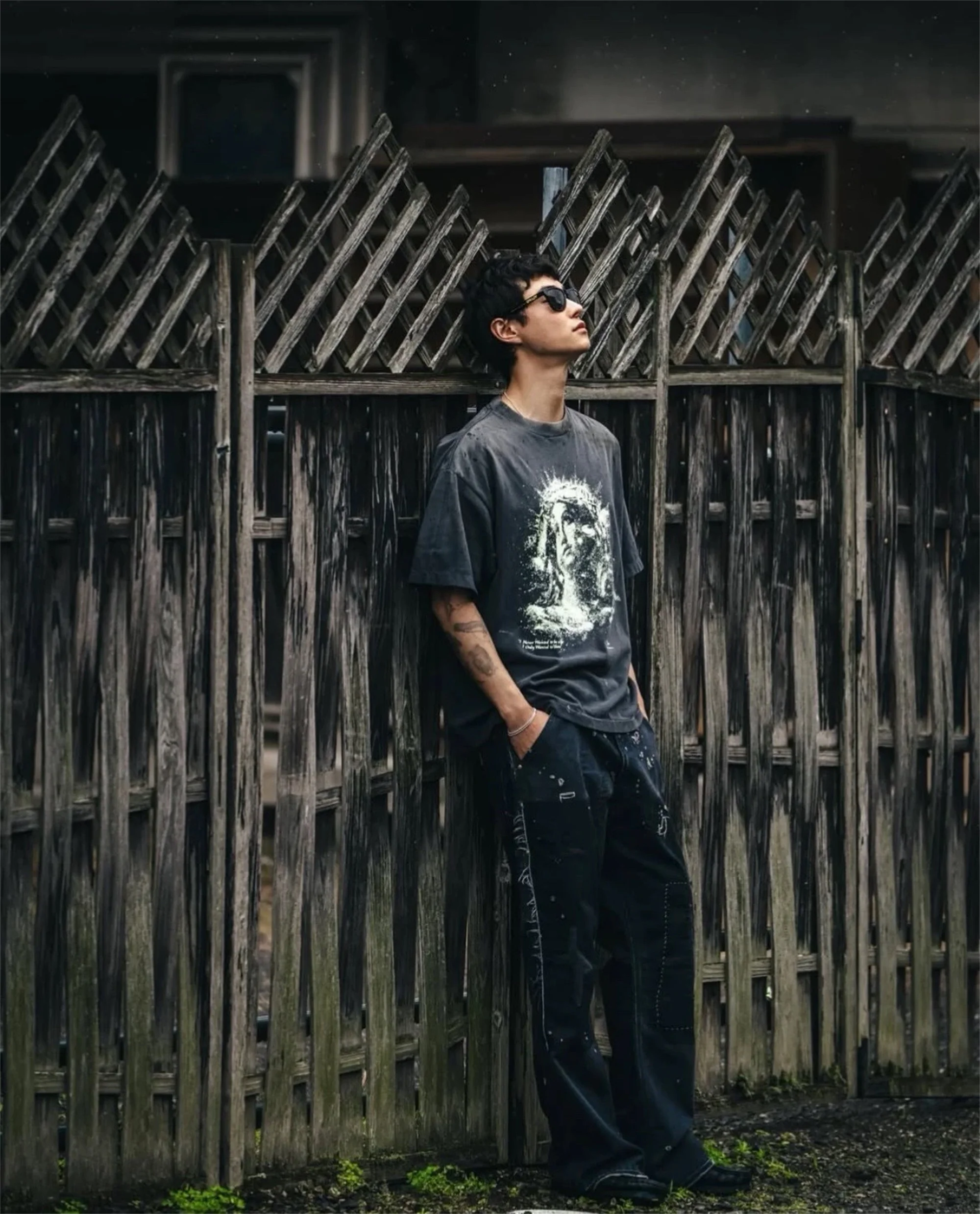 

saint of michael Luminous Jesus portrait print high-street quality double yarn cotton wax fabric tee tops t shirt