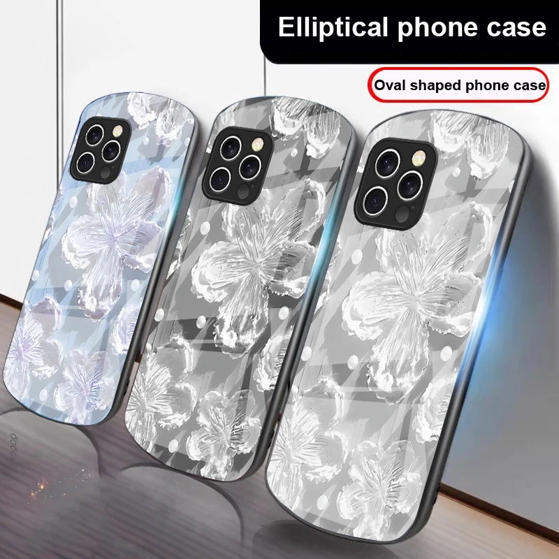 

Oil painting of sunflowers For IPhone 16 Pro Max 16e 15 Pro 14 13 12 Mini 11 XS Max XR 7 8 Plu SE 22 Elliptical glass phone case