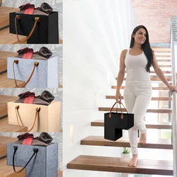 1/2Pc L-Shape Stair Basket Durable Felt Storage Basket with PU Handles Home Office Stair Decor for Clothes Toys Sundry Organizer