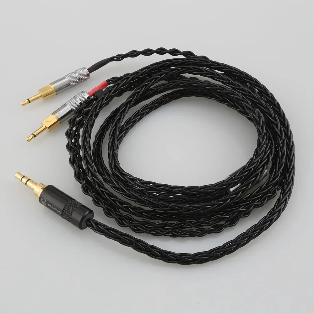 Cable de Audio de equilibrio mejorado de 4,4mm/2,5mm para auriculares Sennheise HD700, 8 unidades, línea plateada chapada en cobre y cristal único