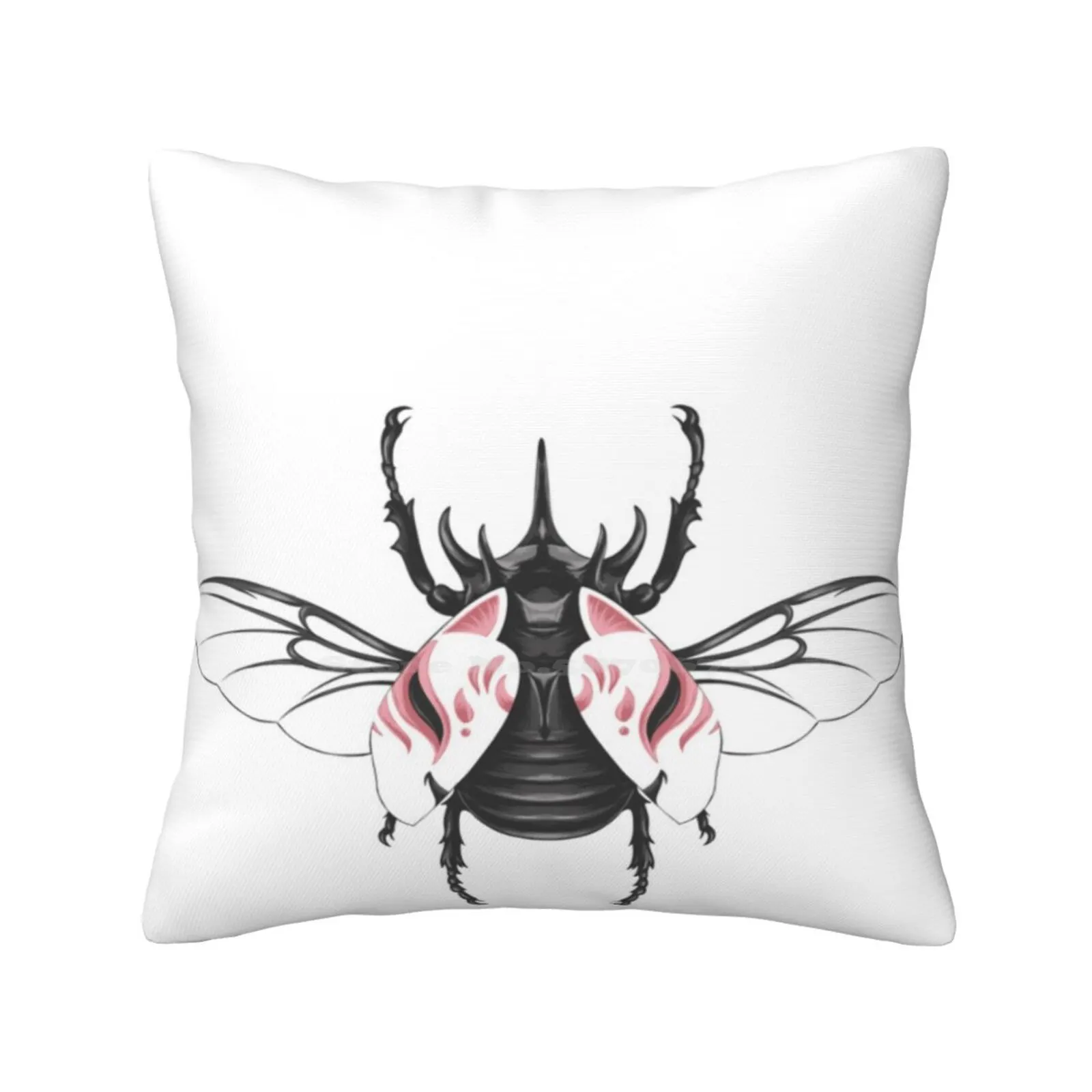 Beetle With Mask Fashion Sofa Throw Pillow Cover Pillowcase Dark Wings Animal Asia Beetle Illustration Beetles Biology Black