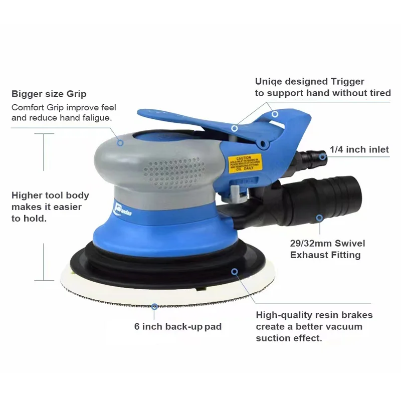 PANDAS 6 Pneumatic Sander Industrial Grade Handheld Dry Grinder Car Waxing Polishing Vacuum Machine