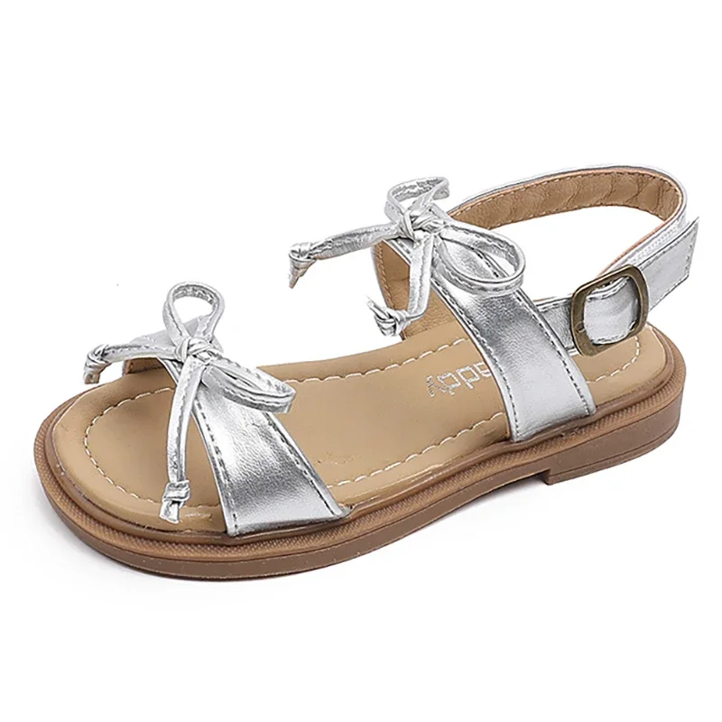 

2025 Summer New Children's Sandals Fashion Bow Girls' Princess Sandals Soft Bottom Anti Slip Baby Kid's Casual Beach Shoes