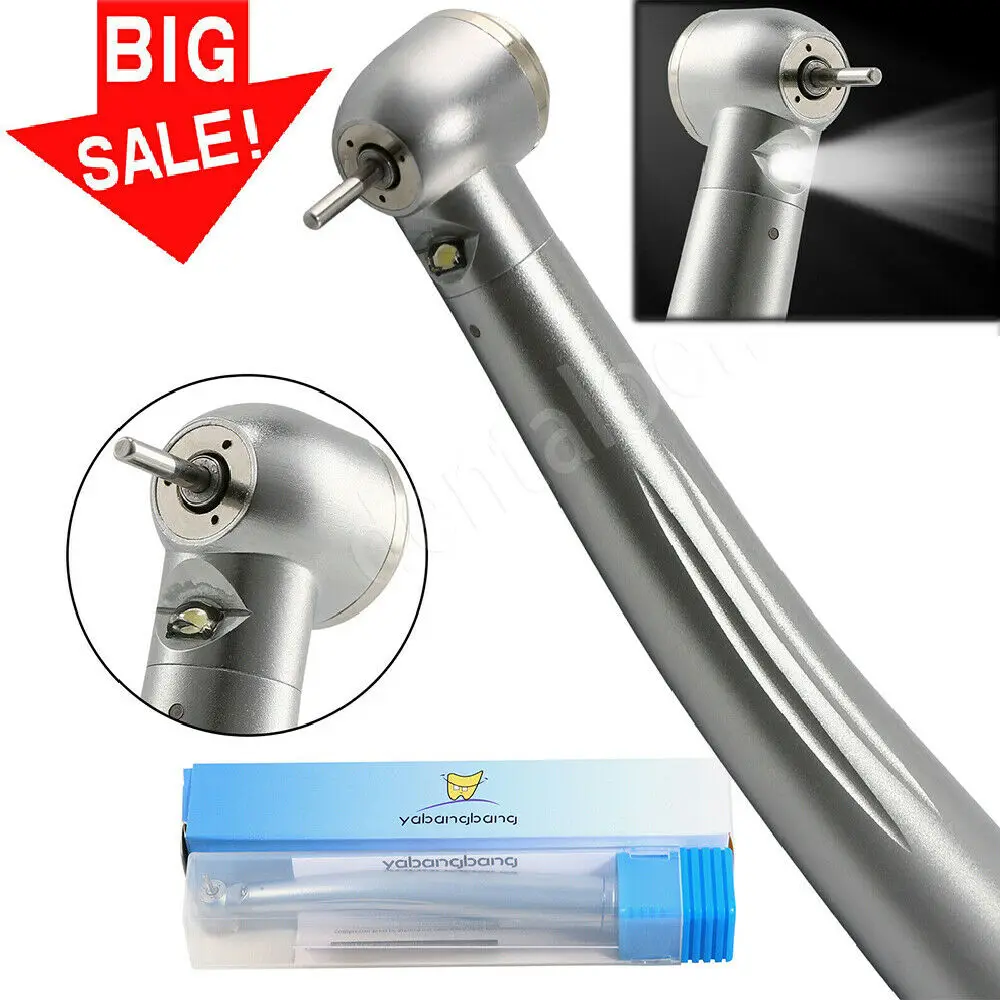 Yabangbang E-generator Dental LED Fiber Optic High Speed Handpiece Push Button Turbine 4 hole Fit Kavo