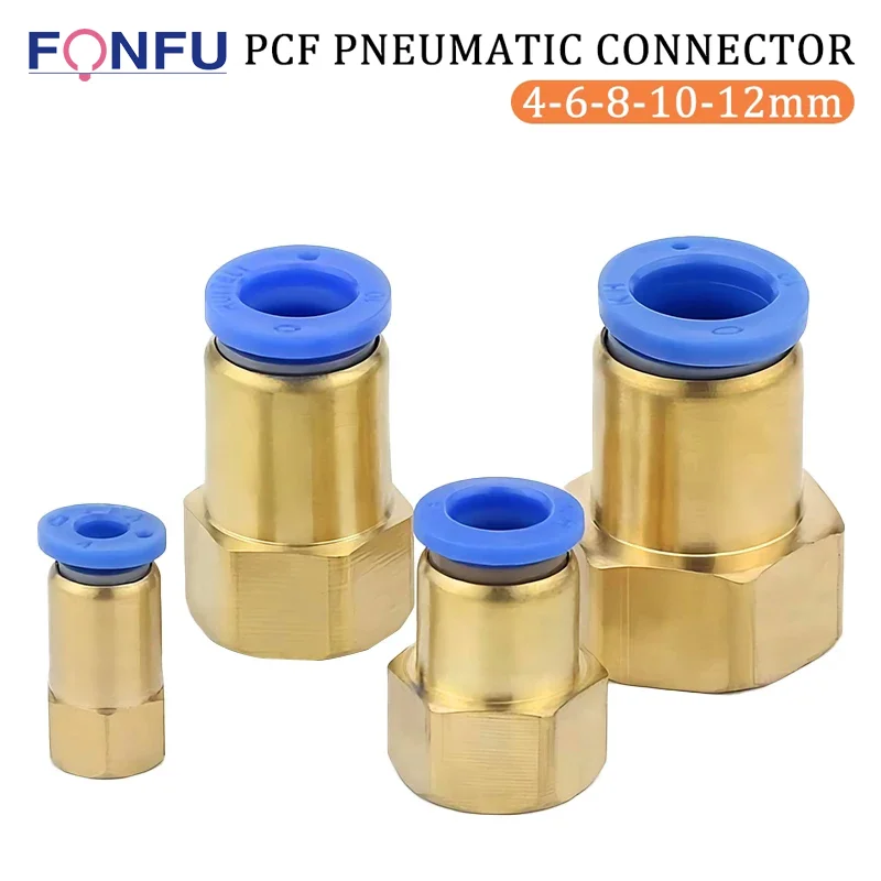 

Pneumatic Quick Connector Air Fitting PCF For 4 6 8 10 12mm Hose Tube Pipe To 1/8" 3/8" 1/2" 1/4" BSP Female Thread Brass Joint