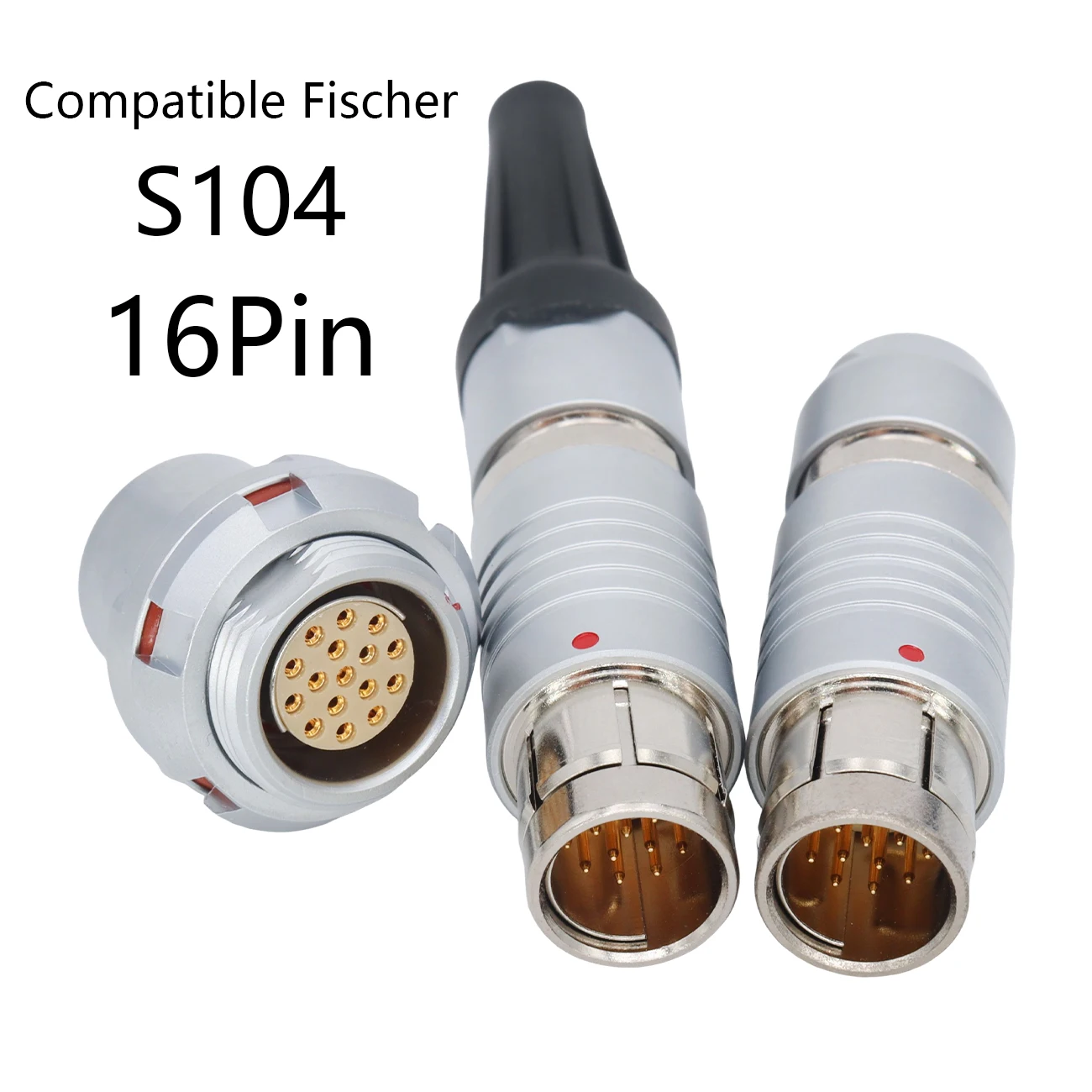 Compatible Fischer 2F S104 16 pin Male Plug and 16pin Female Socket