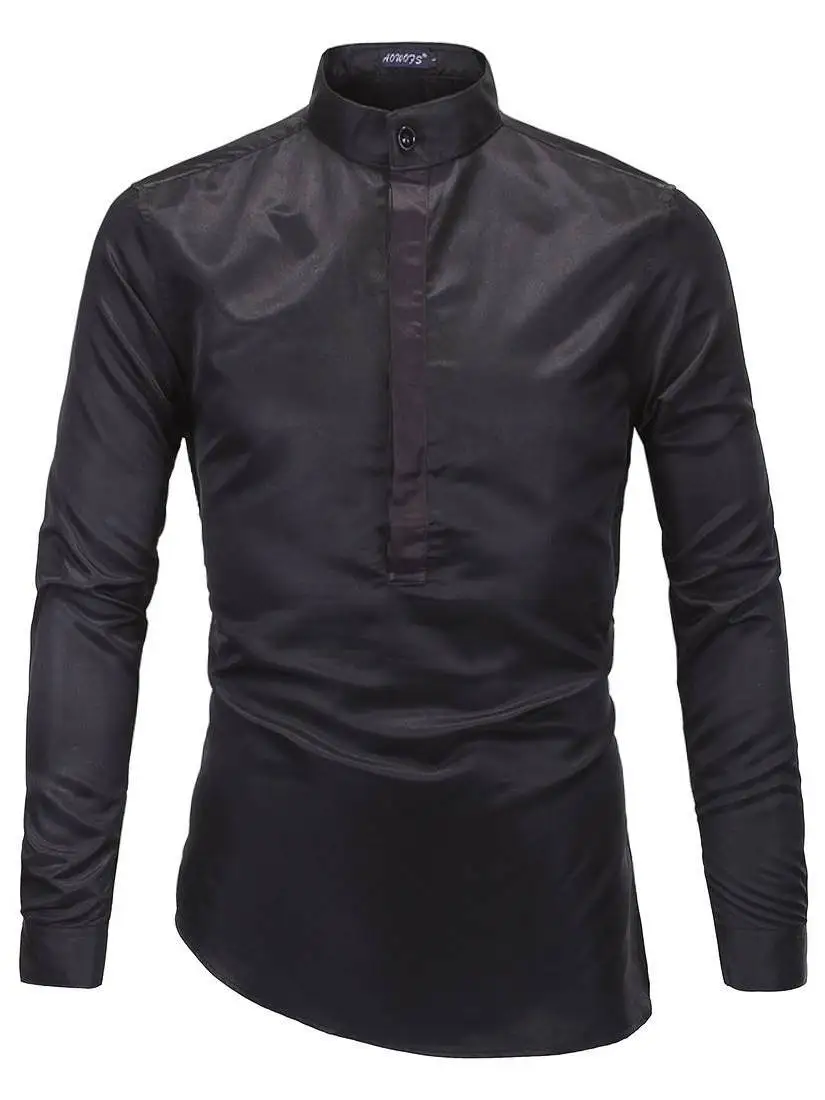 

Новая мужская рубашка с длинным рукавом и воротником-стойкой из искусственной кожи, утепленная, приталенного кроя, для мужчин среднего возраста и для всех сезонов