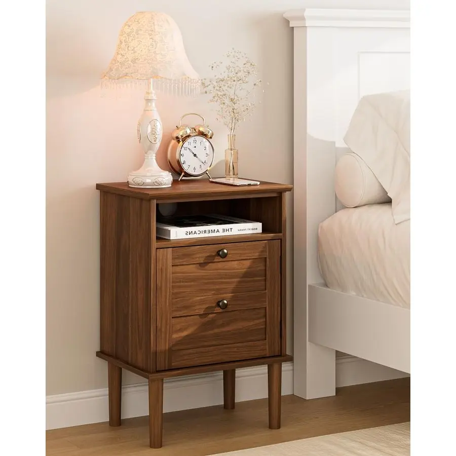 

Прикроватная тумбочка в стиле бохо с 1 ящиком, современный приставной столик с открытой полкой, деревянный прикроватный столик для спальни, гостиной