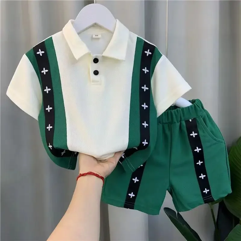 2024 Summer Clothing Boys Half Sleeve Shirt Top and Shorts Two Piece Children's Casual Sports Set  Kids Outfits 1 2 3 5 7 9 Y