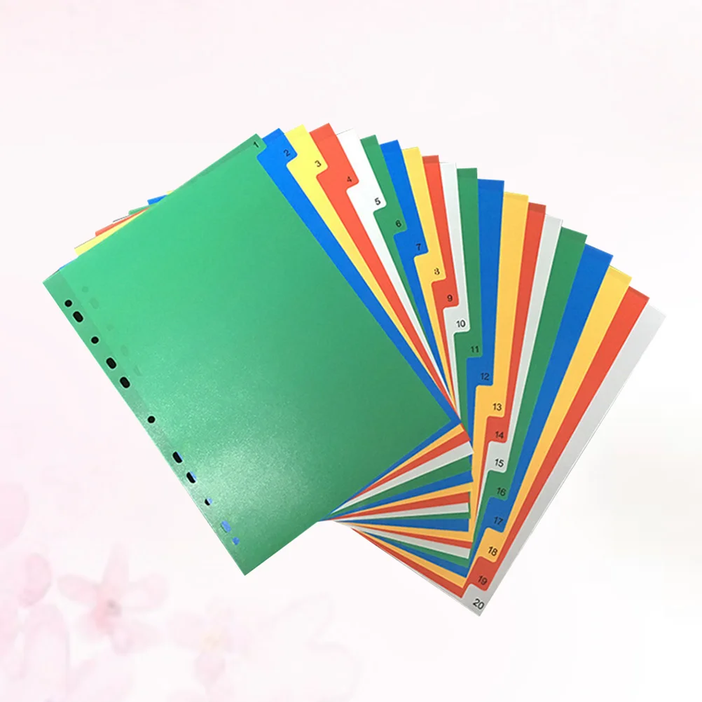 

40PCS A4 Colorful Index Page Classified Lables Plastic Tab Dividers (Color Printed Number) plastic page dividers