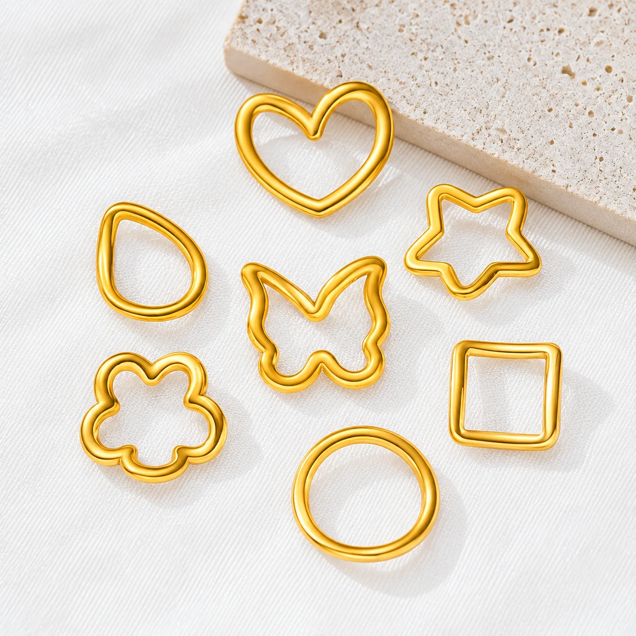 10pcs Gold Stainless Steel Small Butterfly Flower Heart Earrings Charms Bezel Connectors For DIY Jewelry Making Supplies Crafts
