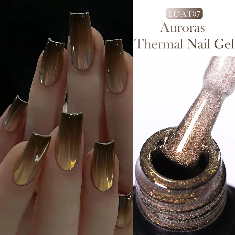 LILYCUTE 7ML Auroras Glitter Gel Térmico Unha Polonês Temperatura Mudança de Cor Semi Permanente Soak Off Nail Art Verniz Gel UV