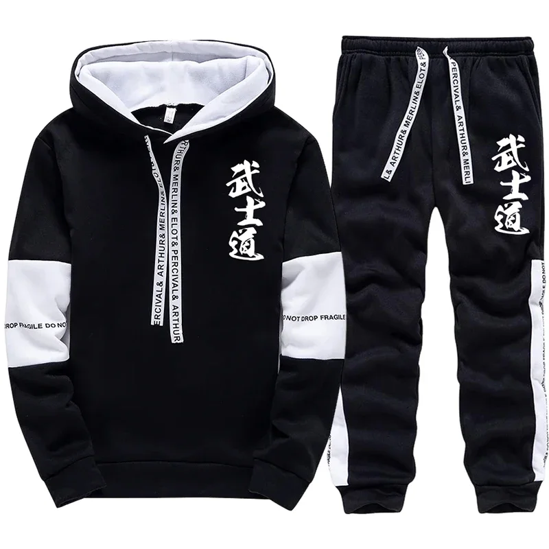 Pulôver com capuz masculino moletom japão bushido impressão hoodies jogger calças toda a temporada masculino diário casual moda com capuz roupas espor