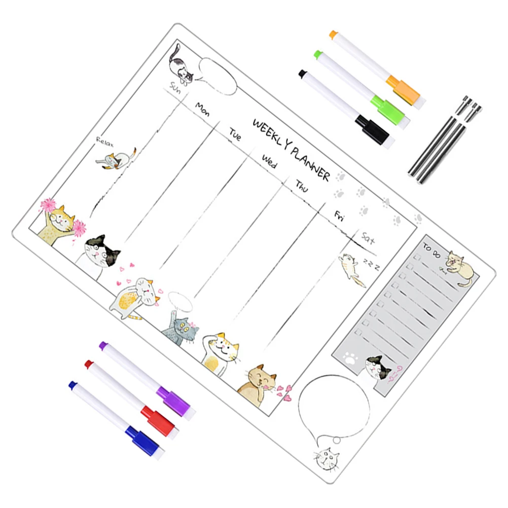 

1 set Weekly Memo Acrylic Writing Board Set Desktop Acrylic Board Marker Pens 7cm Nails Home Office School Decor