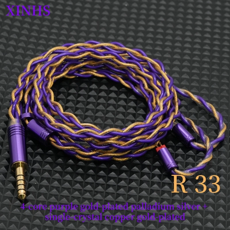 

XINHS R33 4-Core Purple Gold Palladium Silver Plated + Single Crystal Copper Gold Plated Hybrid Earphone Cable HiFi Audio Cable