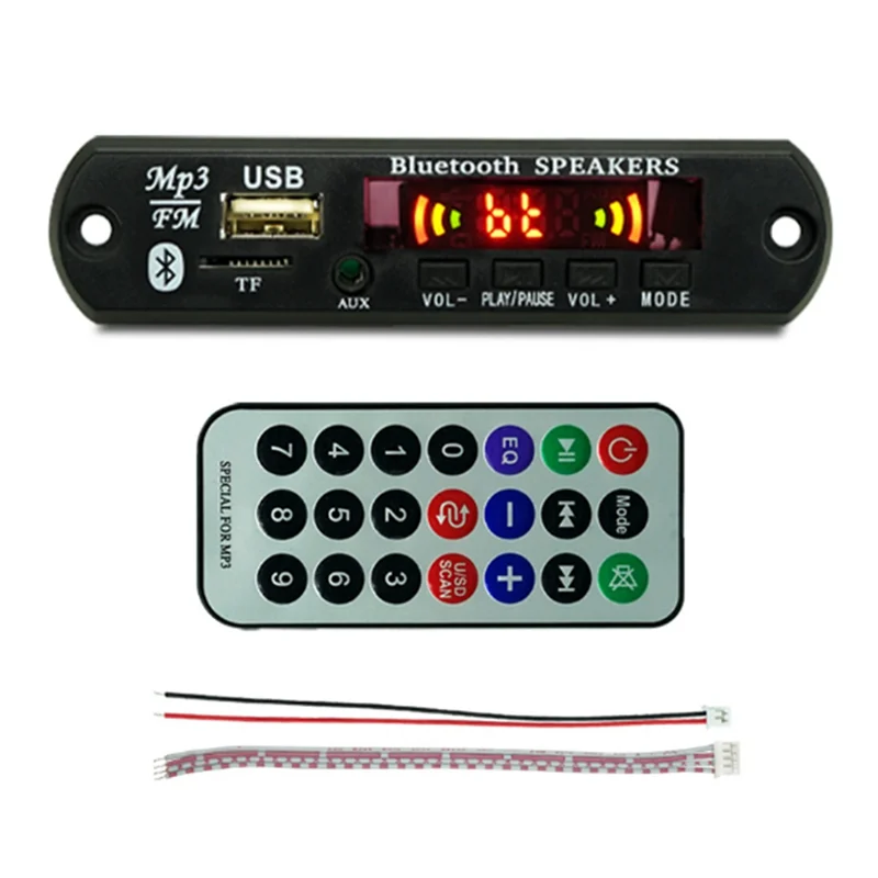 Módulo USB MP3 con Bluetooth, placa decodificadora de 12V, WMA, módulo de Audio FM, AUX, USB, TF, Radio para coche, altavoz de música remoto