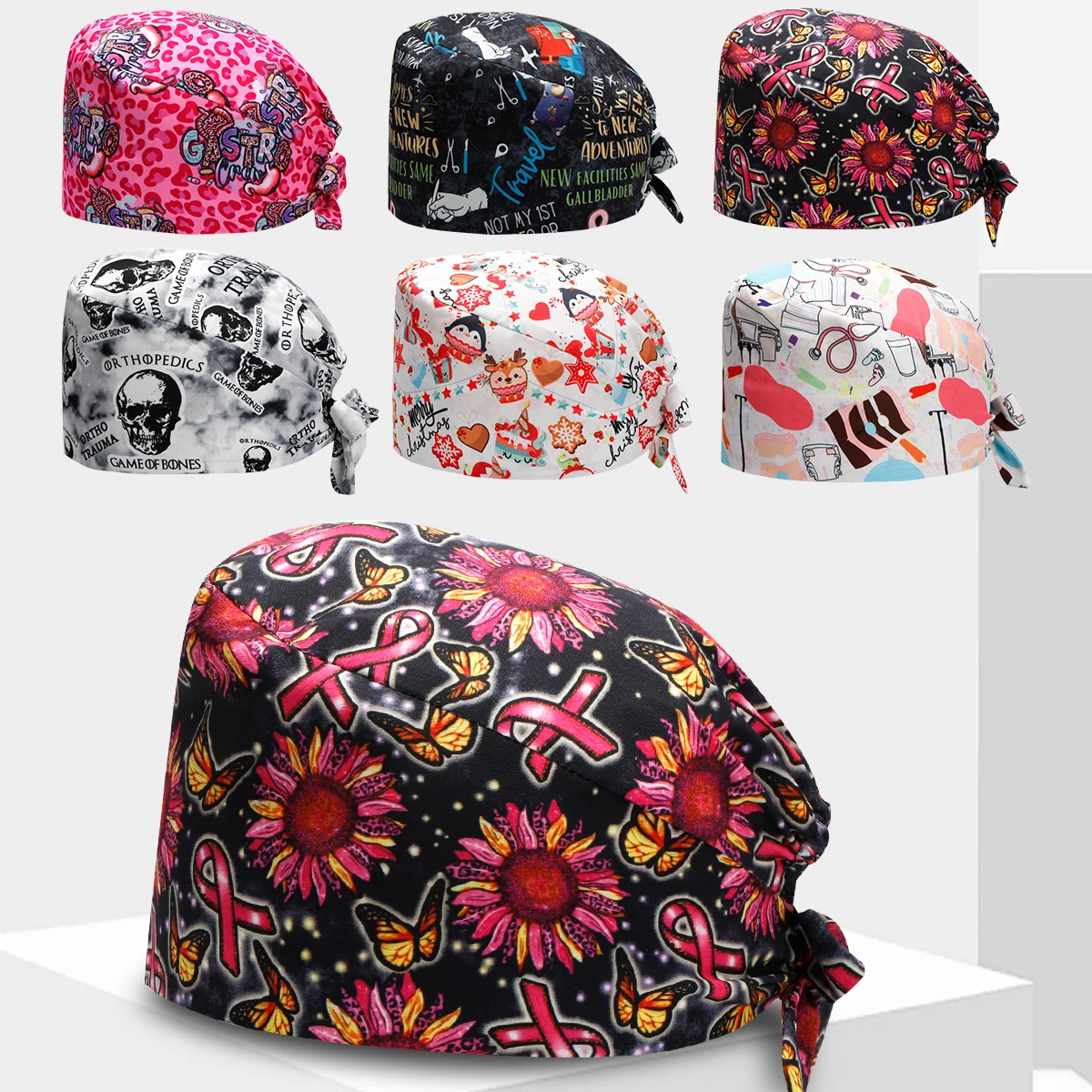 

Quick-dry Nursing Cap for Women Adjustable Stretch Medical Scrub Hats Tooth Pet Clinic Doctor Working Caps M1350