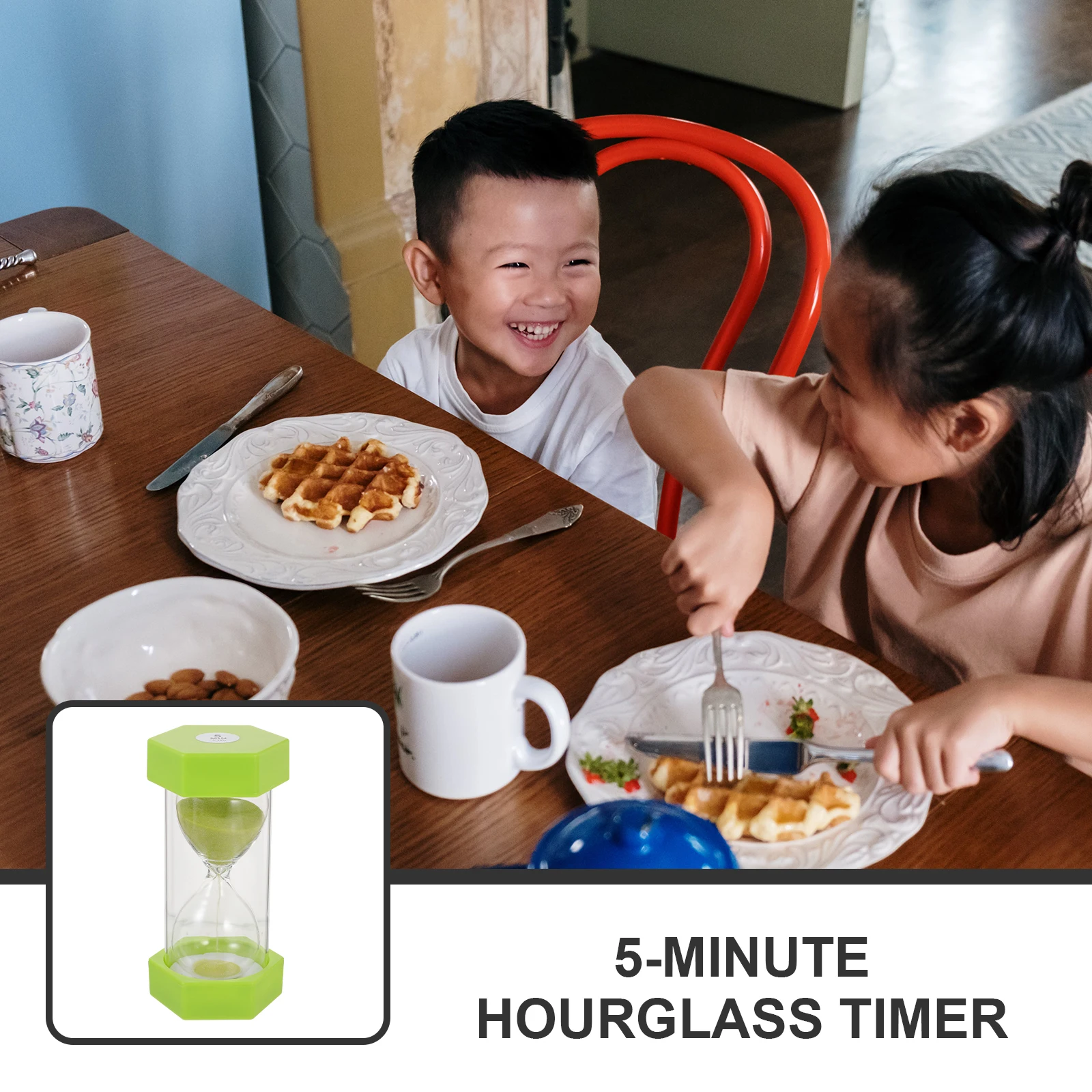 

Creative Anti Fall Sand Timer 5 Minute Timer for Kids Mealtime Learning Games Desktop Decorative Green Home