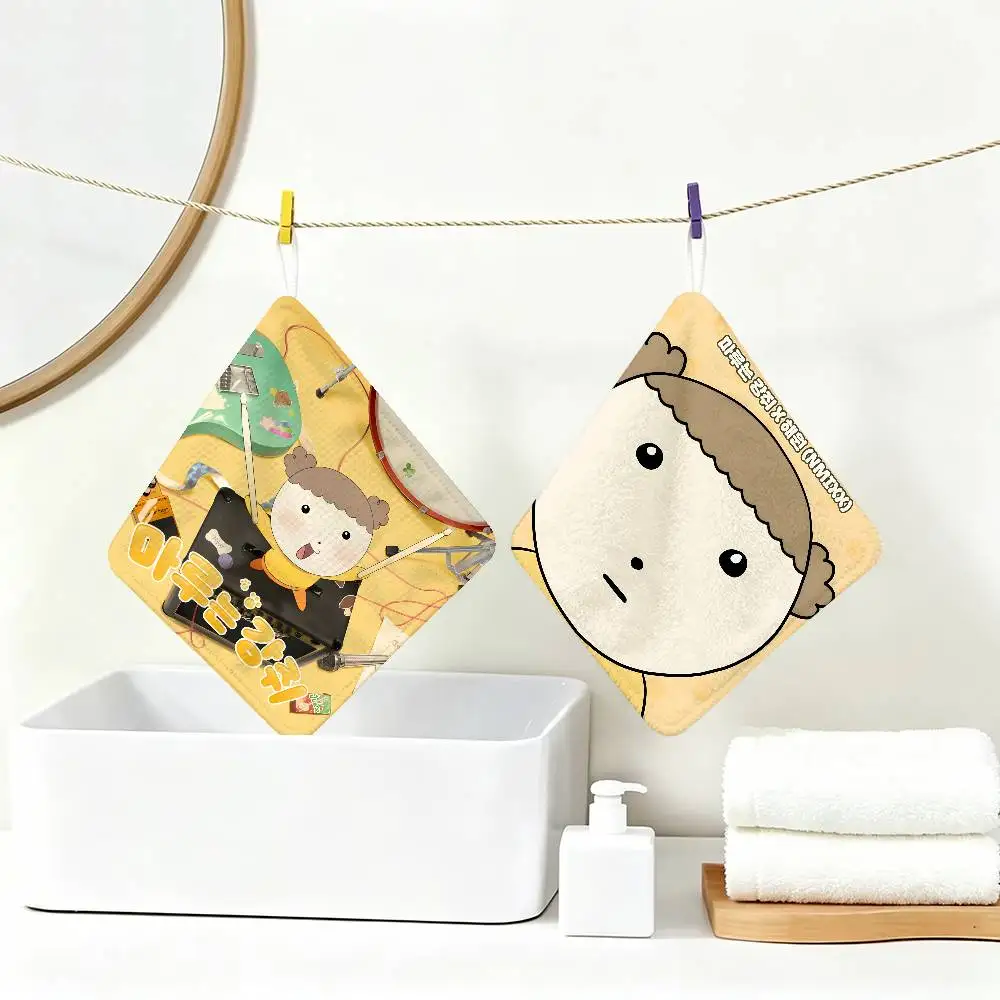 Character Ip M-Maru Is A Puppy Polyester Cotton Hand Wiping Towel, Anti-shrink Hanging Kitchen Cloth for Household Cleaning