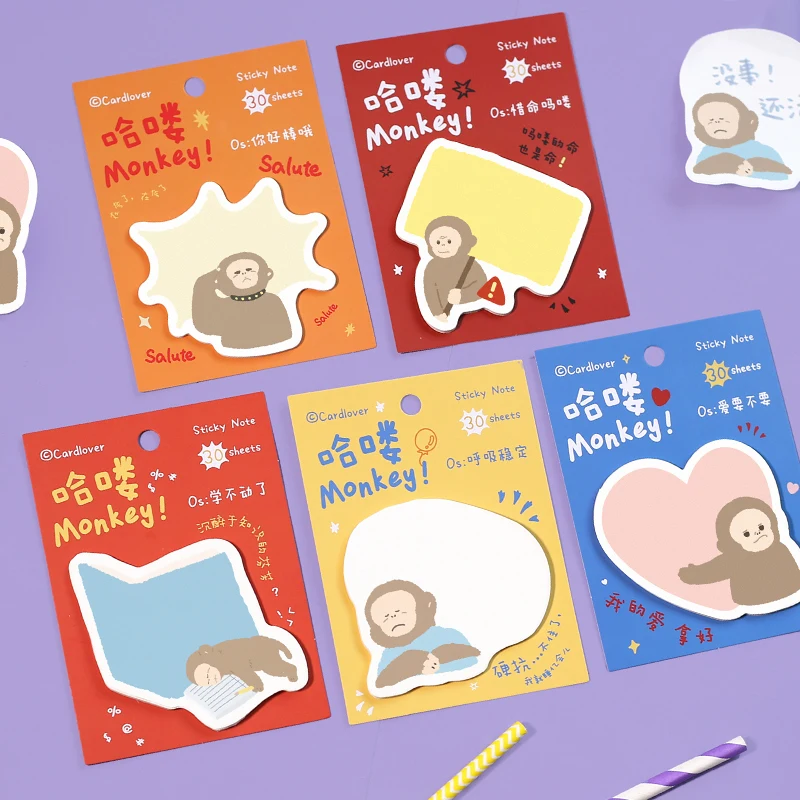 10packs/LOT Hello Monkey series creative simplicity material package message paper memo pad