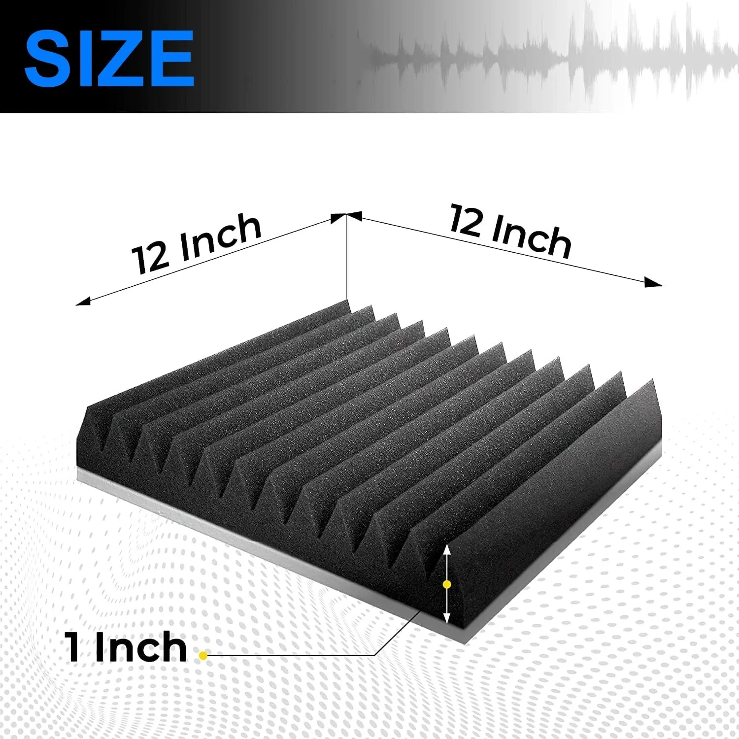 12 Pack Acoustic Panels Self-Adhesive, 1X12X12 Inchs Soundproof Wall Panels Quick-Recovery Sound Proof Foam Panels High Density image 4