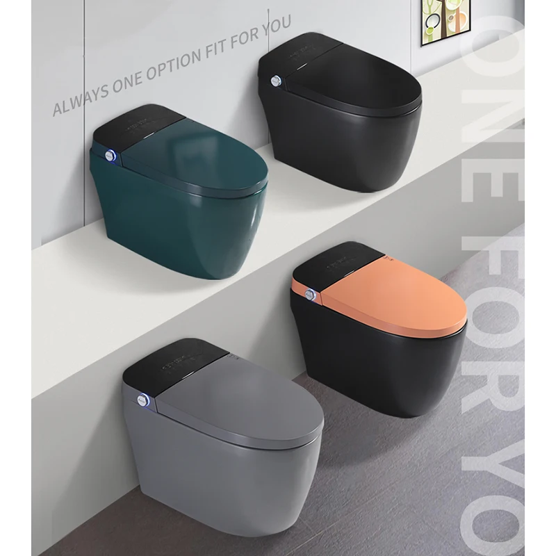 Colorful Multifunction One Piece Ceramic Bathroom Black Automatic Intelligent Wc Bidet Smart Toilet