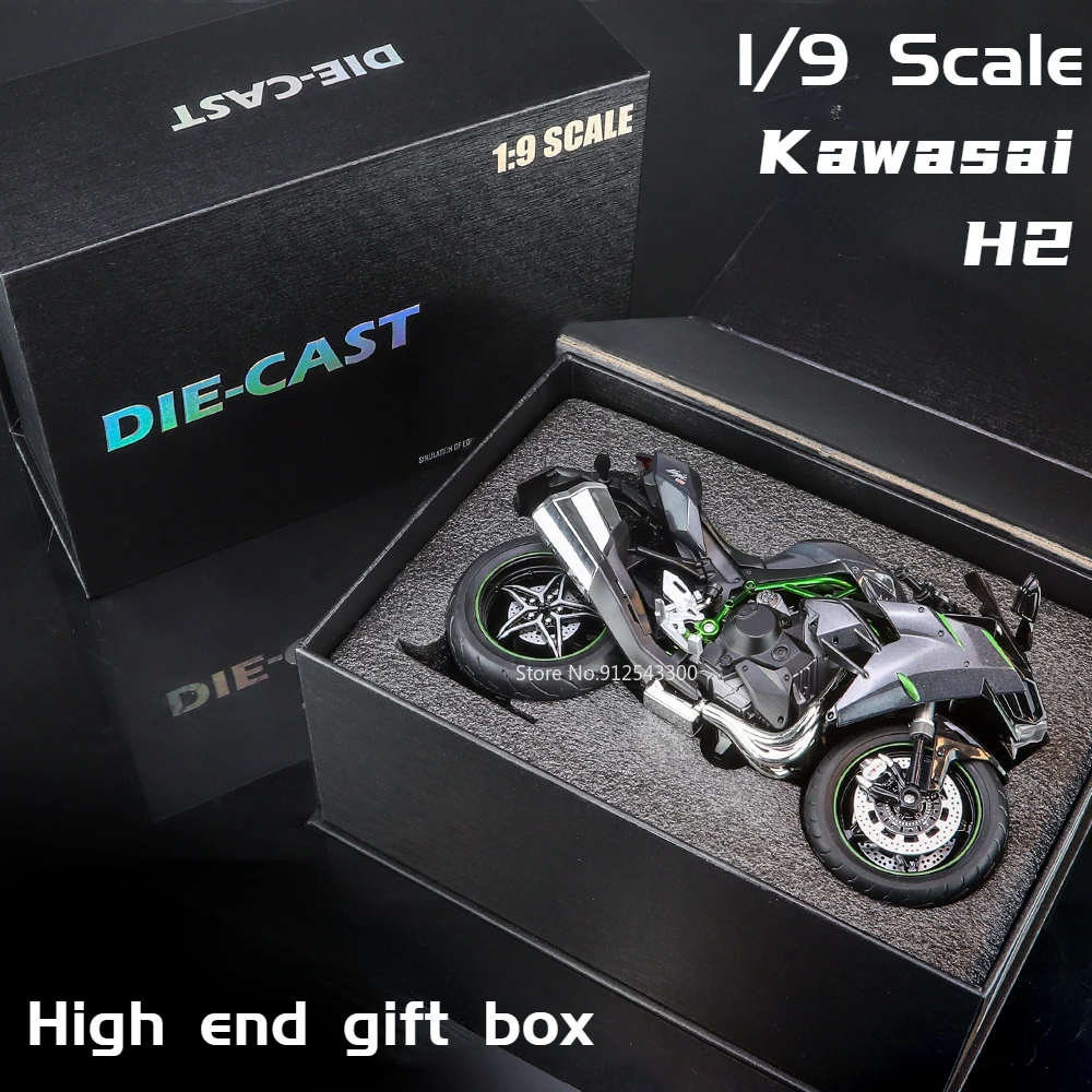 1/9 Kawasaki H2r S1000RR High End Gift Box Version Toy Motorcycle Model Alloy Diecast Simulation Scale Model Toys for Boys Gifts