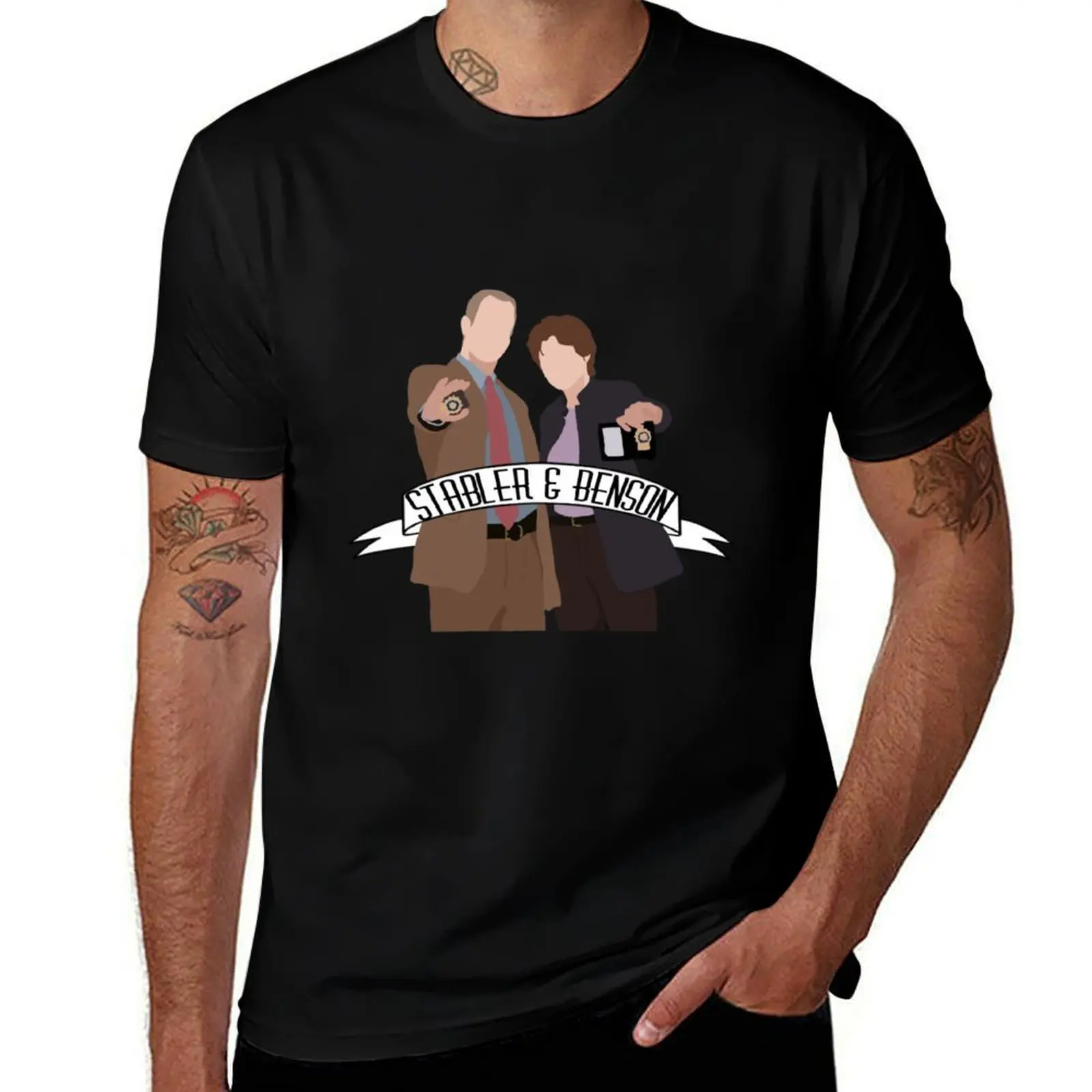 Detectives Stabler and Benson Active T-Shirt Basic Short Sleeve for Men T-Shirt