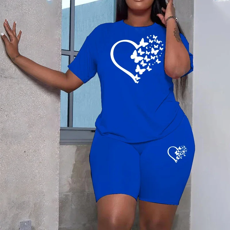 Hot Sales Comfort Quality Casual Woman Clothing Summer Two Piece Set Women Tracksuit T-Shirts O-Neck Shorts Daily Short Sleeve
