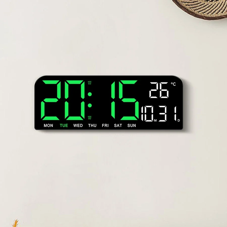 Large Digital Wall Clock, Temperature and Date, Week Display, Night Mode, Table Alarm Clock, Electronic LED Clock, Timing Functi