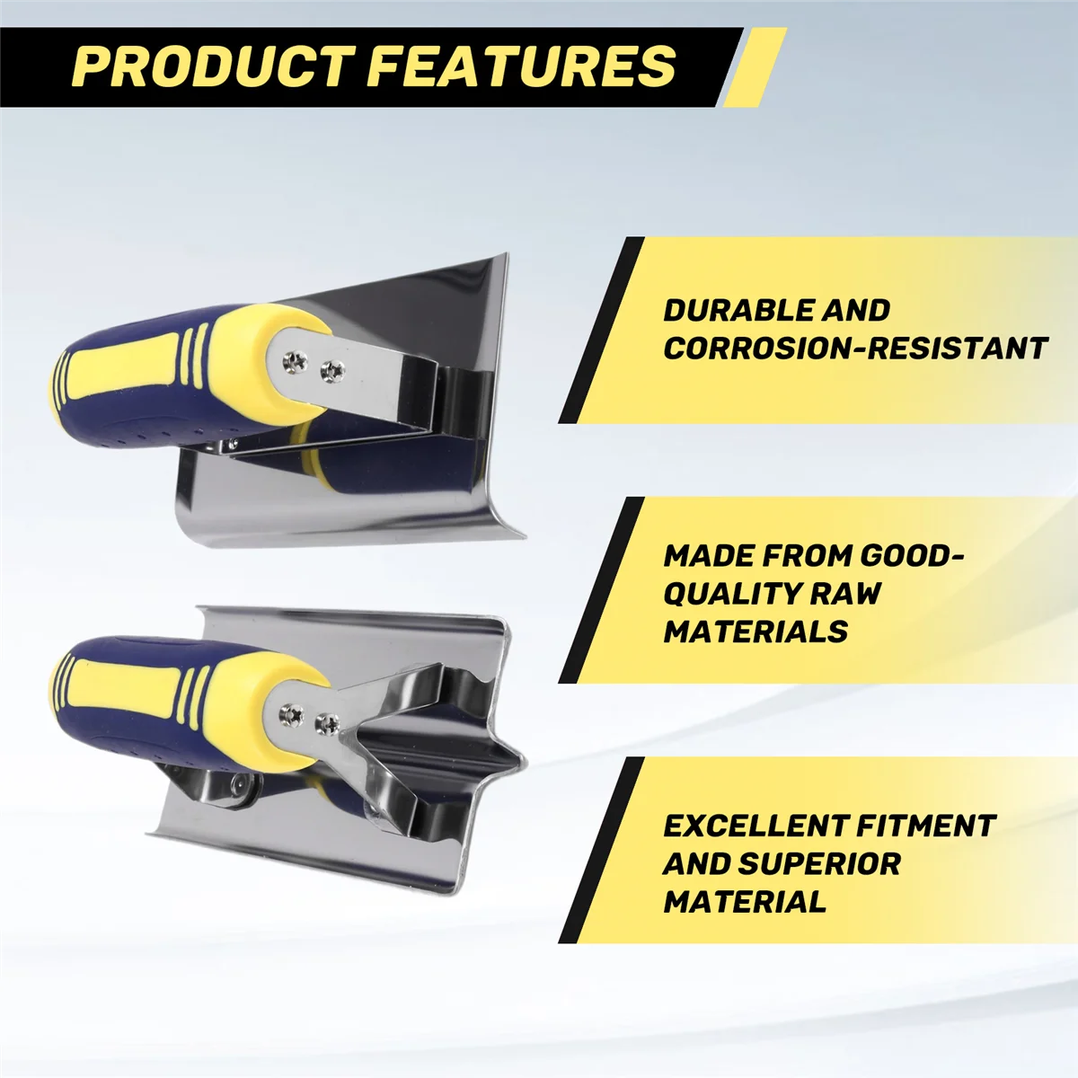 

AA91 Stainless Steel Concrete Hand Edger and Groover Tools Set Plaster Stucco Cement Finishing Kit