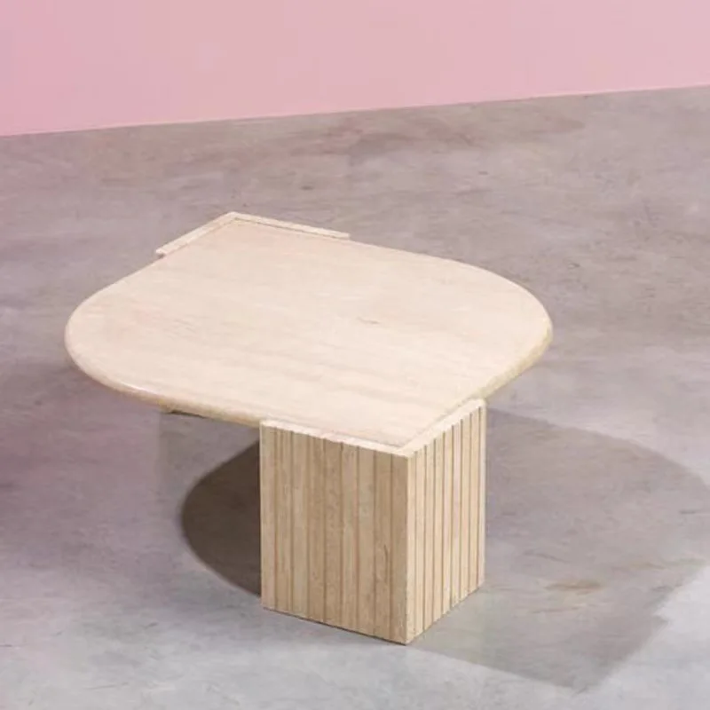 

style Italian modern natural travertine marble coffee table simple living room creative light luxury coffee table