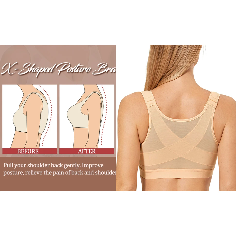 5XL Posture Correction Surgical Post Surgery Bra Front Closure Plus Size For Women After Operation Breast Shapewear Back Support