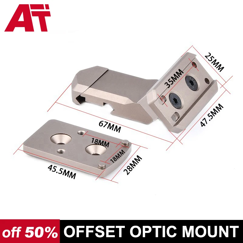 

New Metal 35/45 Degrees Offset Optical Mount For T01 T02 RM Red Dot Side Sight Scope Base Bracket 20mm Rail Airsoft Accessories