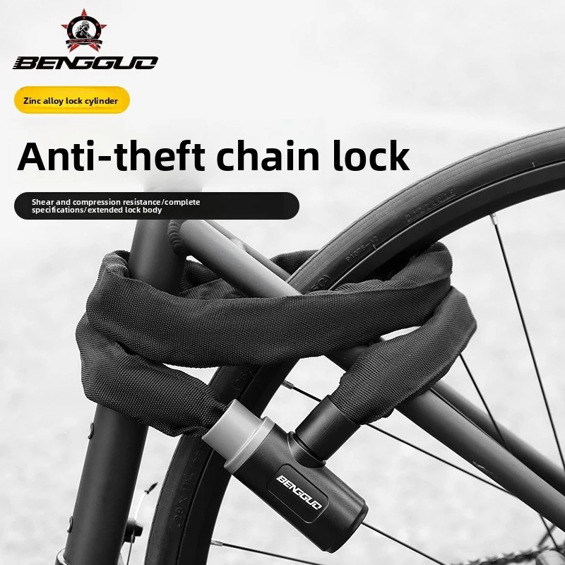 

Bike Lock, Combination Chain Lock for Motorcycle, Bicycle, Ebike, Mountain & Road Bike, Portable Anti-Theft Security Lock
